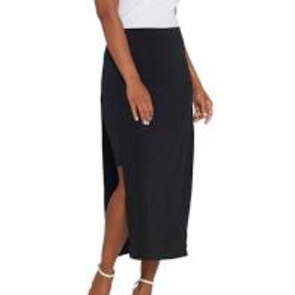 QVC G.I.L.I. black skirt overskirt with hidden mini slits XSP - Picture 1 of 7